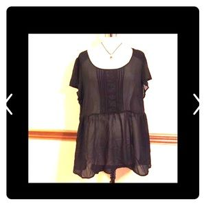 Torrid Size 3 black chiffon babydoll blouse